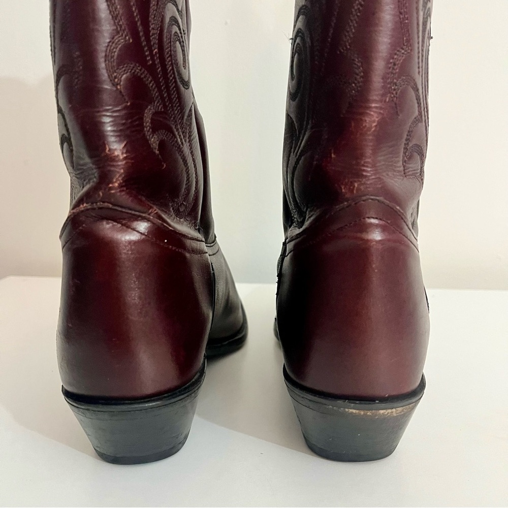 Vintage Tony Lama Red Leather Boots Size 8 - Picture 9 of 14
